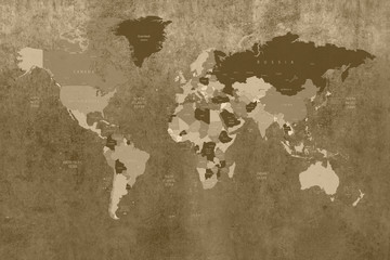 Fototapeta na wymiar yellow brown map of the world with names of states wallpaper background