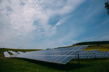 Solar power station with huge solar photovoltaic panels.