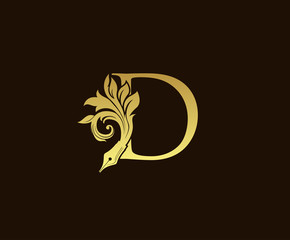 Royal Pen Gold D Letter Logo