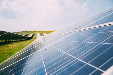 Solar power station with huge solar photovoltaic panels.