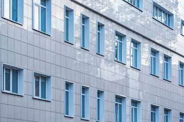 Exterior of the office building at evening time.