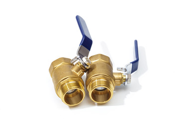 pair of Ball valve brass isolated on white background - Image