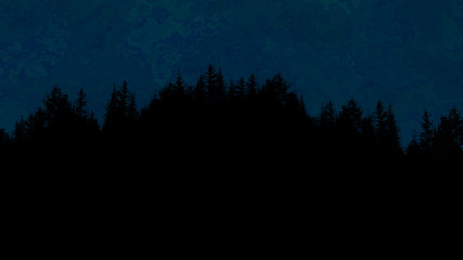 Naklejka premium trees forest night landscape silhouette blue dark black