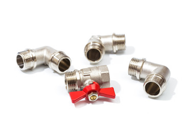 Plumbing inlet pipe valve, isolated on white background - IMAGE