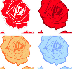 Modulo per il disegno del tessuto una rosa con varianti di colore