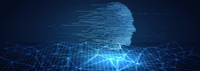 2d illustration Abstract futuristic electronic circuit technology background