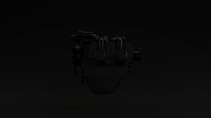 Black Large Engine Aircraft Black Background 3d illustration 3d render