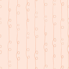 Seamless vector doodle background. Abstract light pink and orange repeating pattern with vertical hand drawn twirls. Simple backdrop in feminine subtle colors for web banner, surface decor, fabric