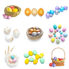 Beautiful Easter eggs on white background