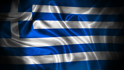 Close up waving flag of Greece . National Greece flag.