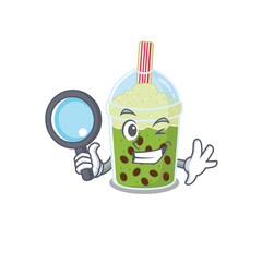 Matcha bubble tea in Smart Detective picture character design