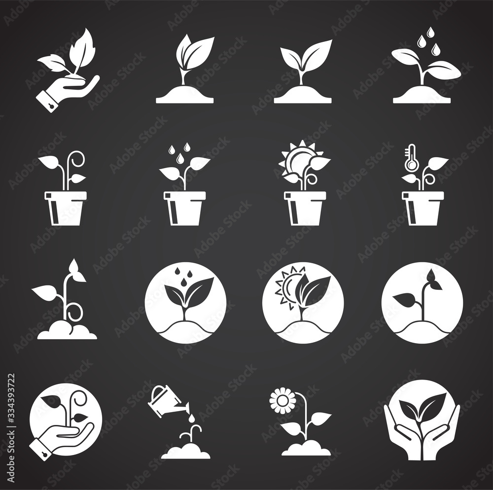 Wall mural seed related icons set on background for graphic and web design. creative illustration concept symbo