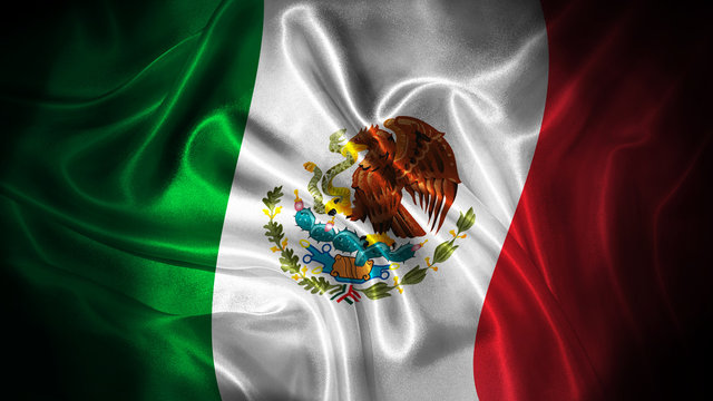 Close up waving flag of Mexico. National Mexico flag.