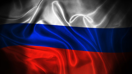 Fototapeta premium Close up waving flag of Russia. National Russia flag.