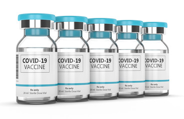3d render of covid-19 vaccine vials