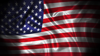 Obraz premium Close up waving flag of USA. National USA flag.