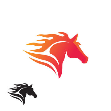 head running fire horse logo design inspiration