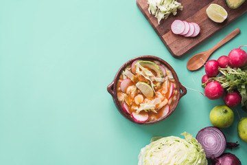 Pozole red typical mexican food