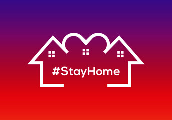 Stay Home Sticker and Icon. Covid-19 coronavirus quarantine vector banner for social media