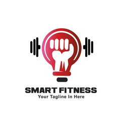 smart fitness hand clenched with barbells logo design inspiration