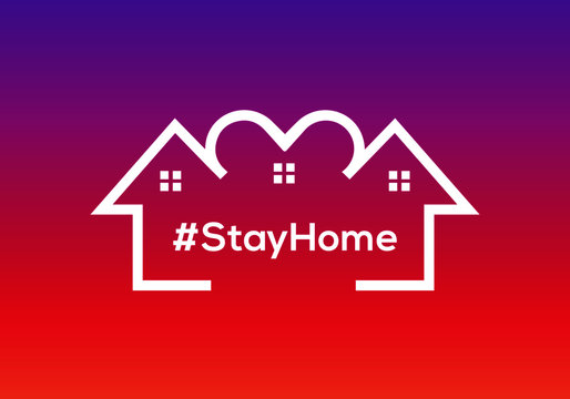 Stay Home Sticker and Icon. Covid-19 coronavirus quarantine vector banner for social media
