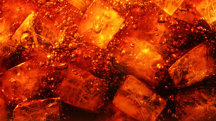 Detail of cola drink with ice cubes