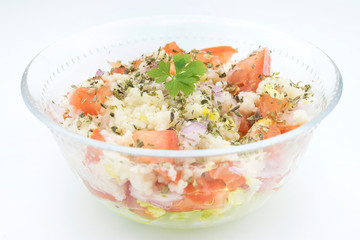 Traditional oriental salad Tabbouleh in bowl