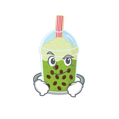 Obraz premium Funny matcha bubble tea mascot character showing confident gesture