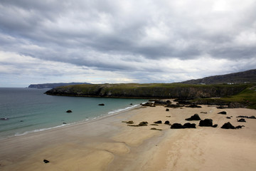 Durness -  (Scotland), UK - August 11, 2018: The beaches at Durness peninsula, Scotland, Highlands, United Kingdom