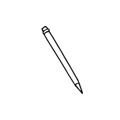 pencil with eraser hand drawn in doodle scandinavian minimalism style. icon, sticker, single element. school, teaching, drawing, writing stationery tool