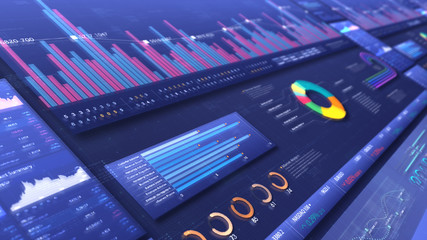 Business stock market, trading, info graphic with animated graphs, charts and data numbers insight...