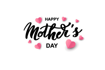 Happy Mother’s day hand lettering text. Good for the holiday of mom, vector illustration. Typography. Card, poster, banner, invitation, postcard.