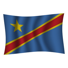 Democratic Republic of the Congo flag background with cloth texture. Democratic Republic of the Congo Flag vector illustration eps10. - Vector