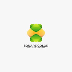 Vector Logo Illustration Abstract Square Gradient Colorful Style.