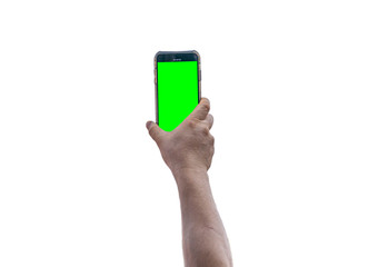 Phone handle Green screen On a white background