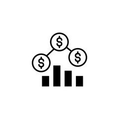 Money icon. Payment system. Coins and Dollar cent symbol isolated on white background. Flat design style. Business concept icon. - Vector illustration