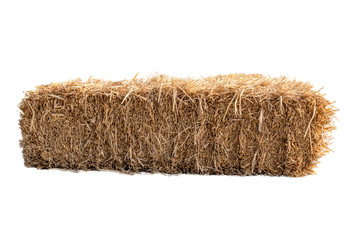 Golden yellow haystack isolated on a white background