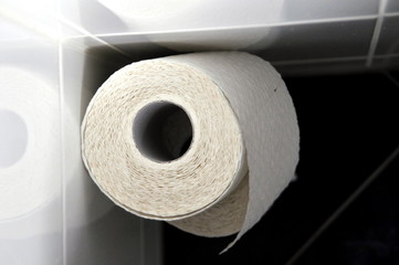 Stack of toilet paper rolls