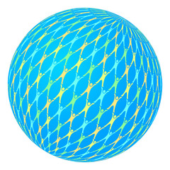 Humanity concept. Globe, light blue sphere covered with a pattern of abstract human figures supporting each other. Isolated on white background.