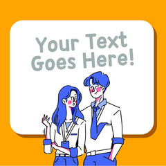 Two Students Debating Illustration Asset Template. Best for Infographic, Business Pitching, Presentation Slide