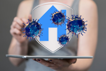 Coronavirus quarantine concept. Working from home. 3d.
