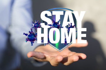 Coronavirus quarantine concept. Working from home. 3d.