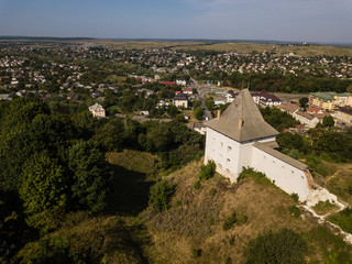Fototapeta na wymiar Aerial view of ruined medieval Halych Castle