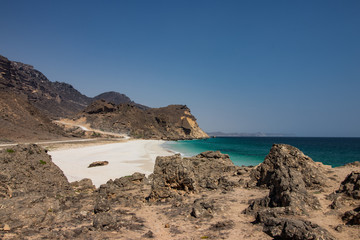 Fototapeta na wymiar Fazayat beach near salalah in Oman