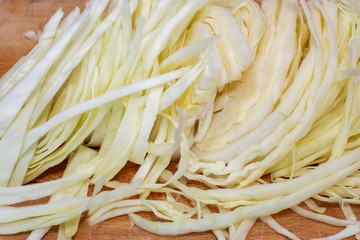 Shredded cabbage close-up. Food concept.