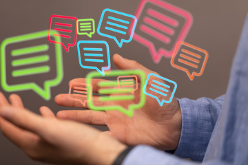 speech bubbles. People Chatting. Vector illustration of a communication concept, relating to feedback