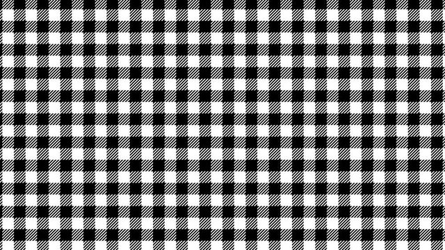 Gingham check pattern of black and white. Seamless loop.
