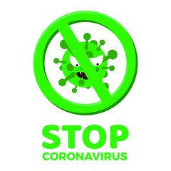 Fototapeta premium Corona virus Icon with Prohibit Sign, 2019-nCoV Novel Corona virus Bacteria.No Infection and Stop Corona virus Concept.Dangerous Corona virus Cell in China, Wuhan/USA/Italy/Spain.Isolated Vector Icon