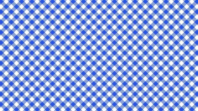 Gingham check diagonal pattern of blue. Seamless loop.
