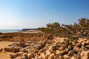 Ruins of Khor Rori and Sumhuram historical Unesco site in Taqa near Salalah in Oman